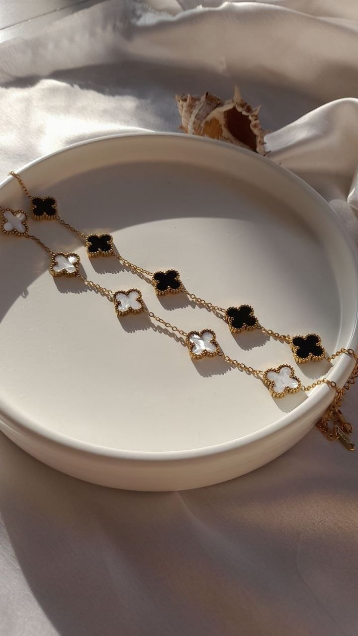 Four Leaf Bracelet – Stainless Steel | Black, White & Golden - Image 6