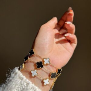 Four Leaf Bracelet – Stainless Steel | Black, White & Golden